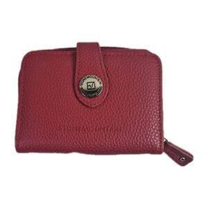 Stone Mountain Red Leather Bifold Wallet Women Coin Card Key Holder Zipper NWOT
